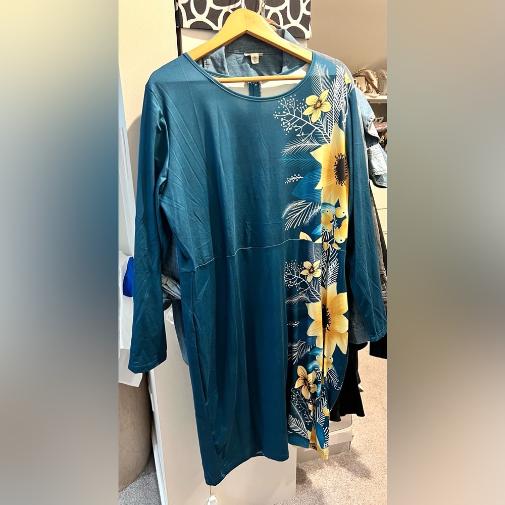 Teal dress with flower design